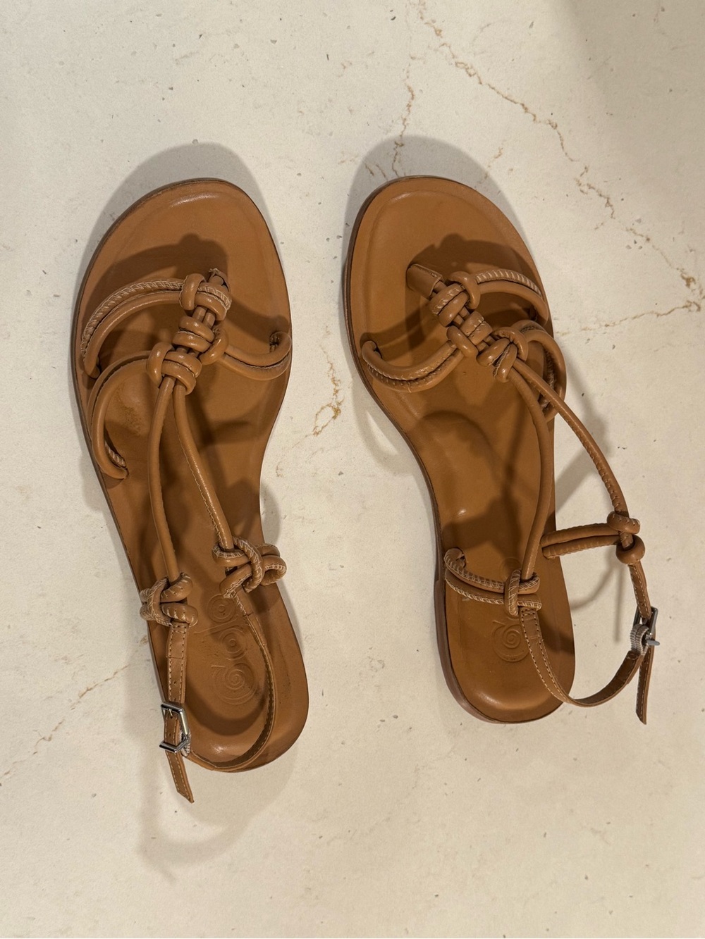 Women’s Knot-Strap Leather Sandals in Tan - Picture 6 of 8